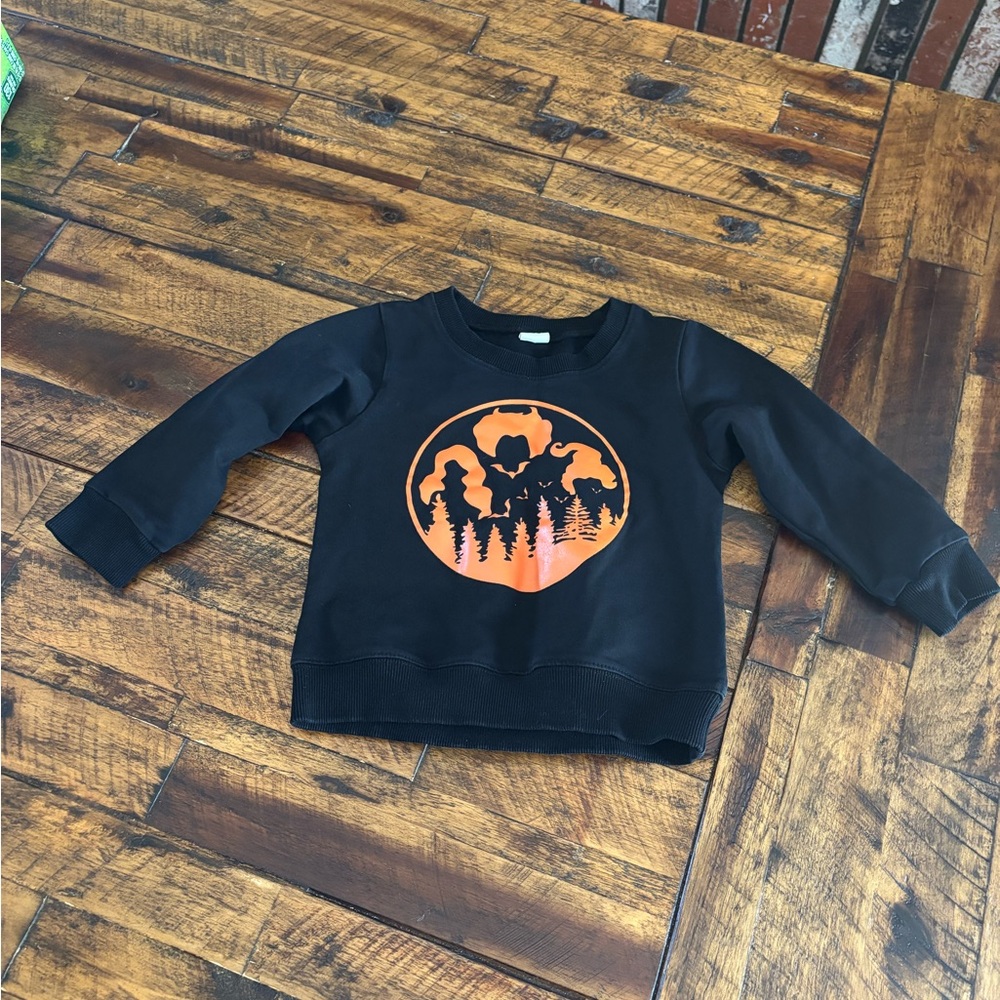 Black Sweatshirt with Orange Graphic